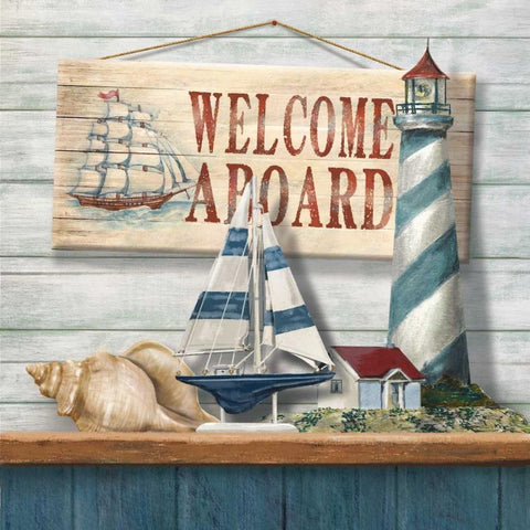 Welcome Aboard Black Ornate Wood Framed Art Print with Double Matting by Knutsen, Conrad