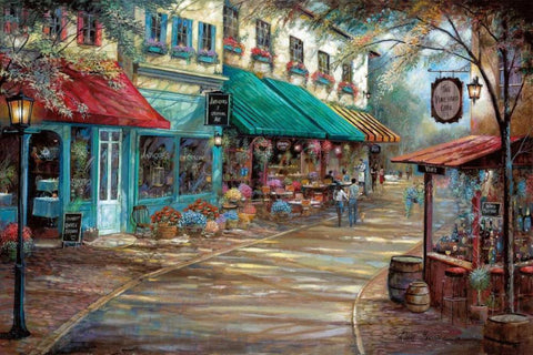 Romantic Interlude Black Ornate Wood Framed Art Print with Double Matting by Manning, Ruane