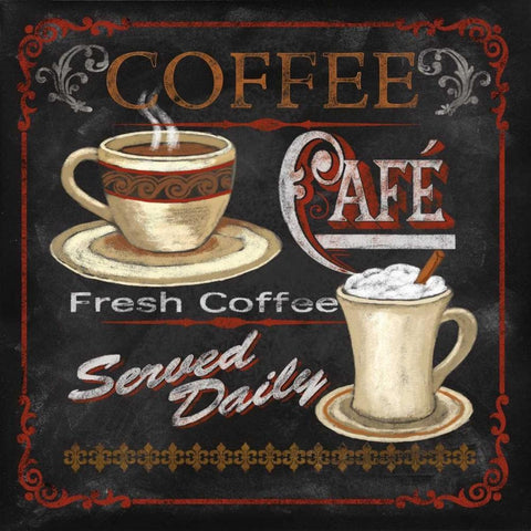 Coffee Cafe White Modern Wood Framed Art Print with Double Matting by Knutsen, Conrad