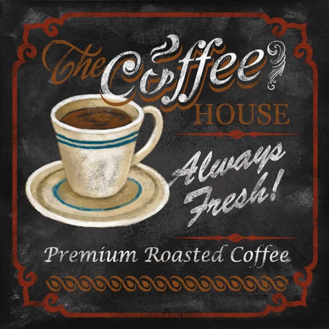 The Coffee House Black Modern Wood Framed Art Print with Double Matting by Knutsen, Conrad