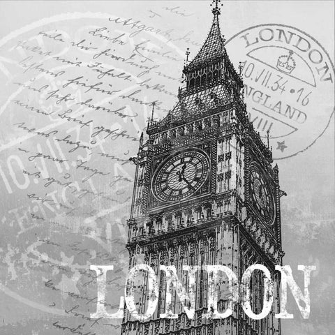 London Black Modern Wood Framed Art Print by Knutsen, Conrad