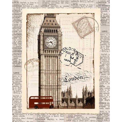 London Memories Gold Ornate Wood Framed Art Print with Double Matting by Craven, Katrina