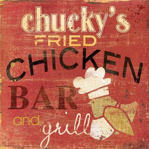 Chuckys Fried White Modern Wood Framed Art Print with Double Matting by Robinson, Carol