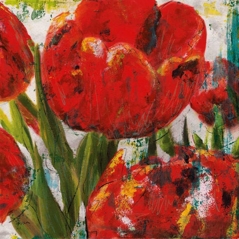 Painted Tulips II White Modern Wood Framed Art Print by Craven, Katrina