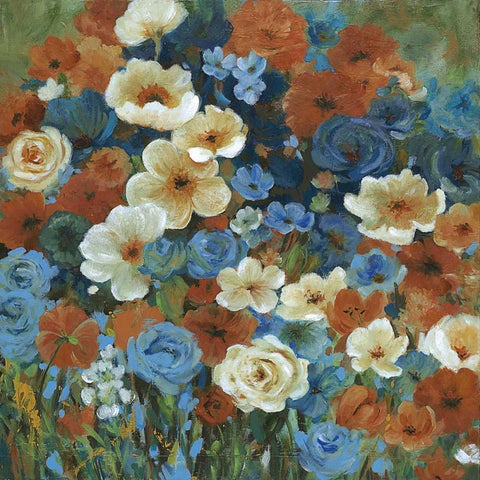 Jardin Azure II Gold Ornate Wood Framed Art Print with Double Matting by Robinson, Carol