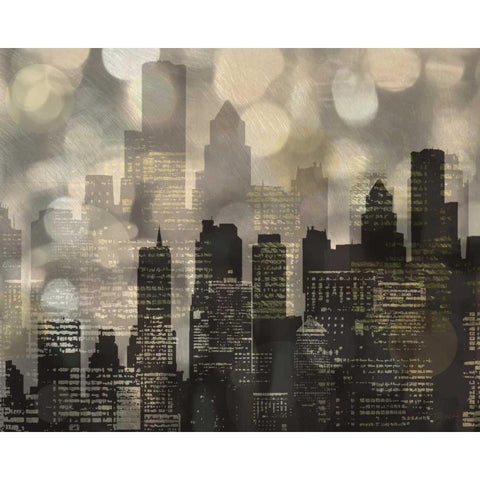 City L Lights White Modern Wood Framed Art Print by Craven, Katrina