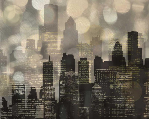 City L Lights White Modern Wood Framed Art Print with Double Matting by Craven, Katrina