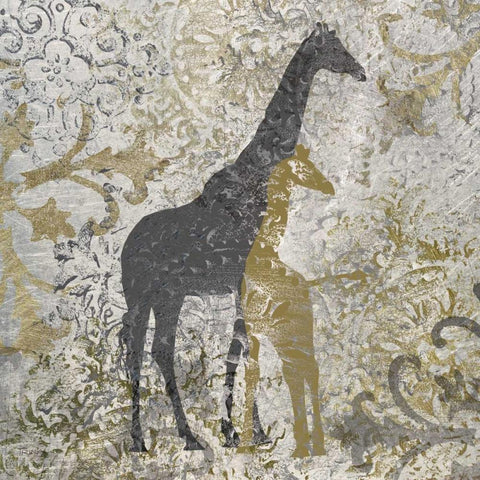 Giraffes Exotiques Gold Ornate Wood Framed Art Print with Double Matting by Craven, Katrina
