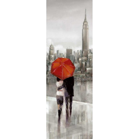 New York Stroll Black Modern Wood Framed Art Print with Double Matting by Manning, Ruane