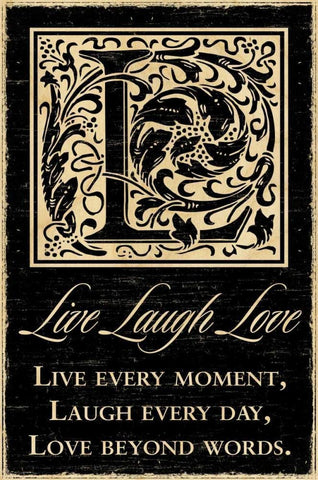 Live Laugh Love Black Ornate Wood Framed Art Print with Double Matting by Havoc Gifts
