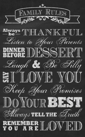 Family Rules White Modern Wood Framed Art Print with Double Matting by Havoc Gifts