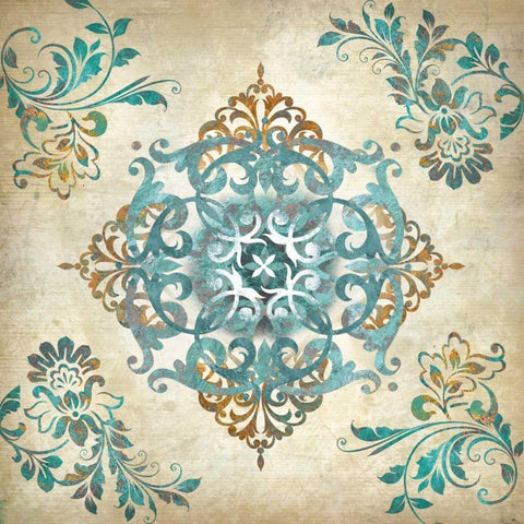 Arabesque III Black Ornate Wood Framed Art Print with Double Matting by Knutsen, Conrad