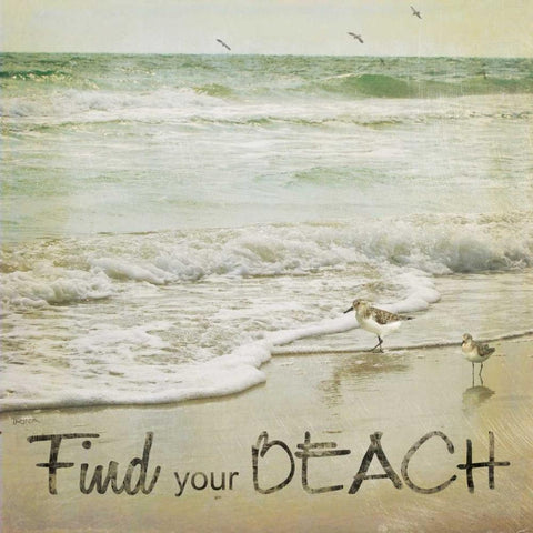Find Your Beach Black Ornate Wood Framed Art Print with Double Matting by Craven, Katrina