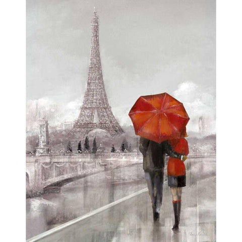 Modern Couple in Paris Gold Ornate Wood Framed Art Print with Double Matting by Manning, Ruane