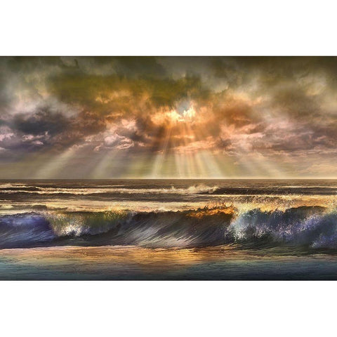 Waves of Light Gold Ornate Wood Framed Art Print with Double Matting by Calascibetta, Mike