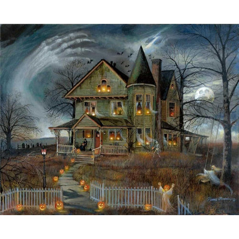 Haunted House Black Modern Wood Framed Art Print with Double Matting by Manning, Ruane