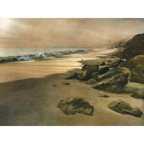 Beach at Dusk Black Modern Wood Framed Art Print by Calascibetta, Mike