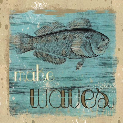 Make Waves Black Ornate Wood Framed Art Print with Double Matting by Robinson, Carol