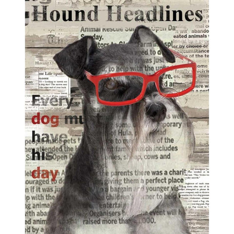 Hound Headline Black Modern Wood Framed Art Print with Double Matting by Robinson, Carol