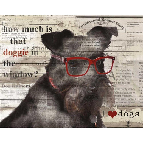 Doggie in Window Black Modern Wood Framed Art Print with Double Matting by Robinson, Carol