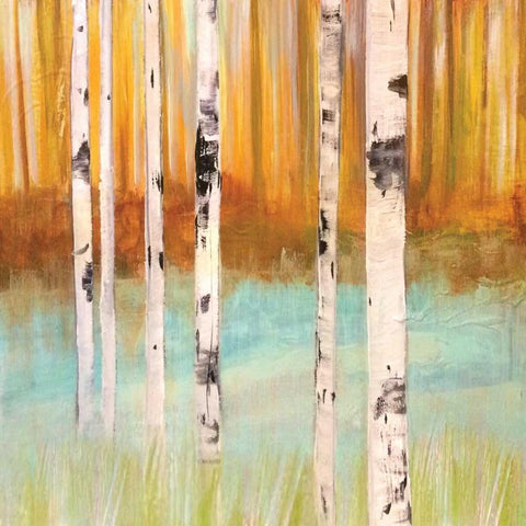 Birch Spring White Modern Wood Framed Art Print with Double Matting by Jill, Susan