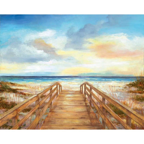 Walk to the Beach Black Modern Wood Framed Art Print with Double Matting by Nan