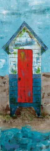 Beach Hut White Modern Wood Framed Art Print with Double Matting by Craven, Katrina