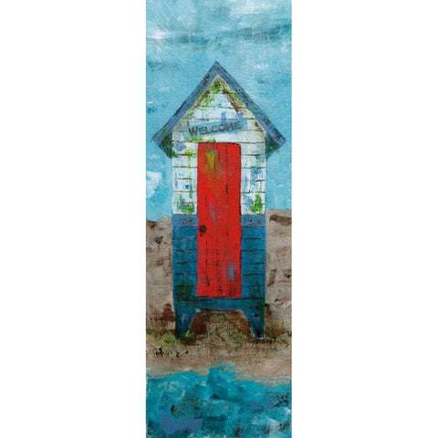 Beach Hut Black Modern Wood Framed Art Print by Craven, Katrina