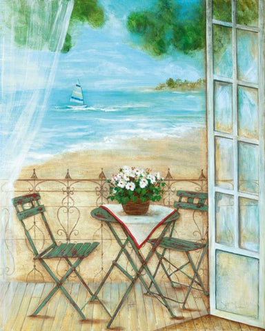 Veranda Vista I White Modern Wood Framed Art Print with Double Matting by Tava Studios
