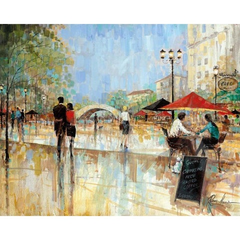 Riverwalk Charm White Modern Wood Framed Art Print by Manning, Ruane