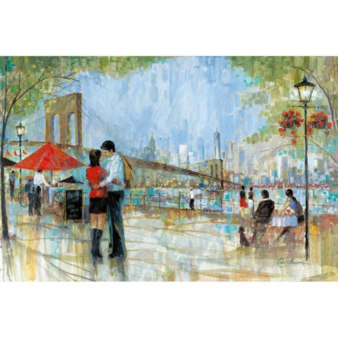 New York Romance Black Modern Wood Framed Art Print with Double Matting by Manning, Ruane