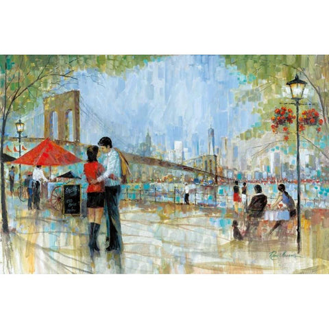 New York Romance White Modern Wood Framed Art Print by Manning, Ruane