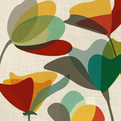 Flower Shapes I White Modern Wood Framed Art Print by Craven, Katrina