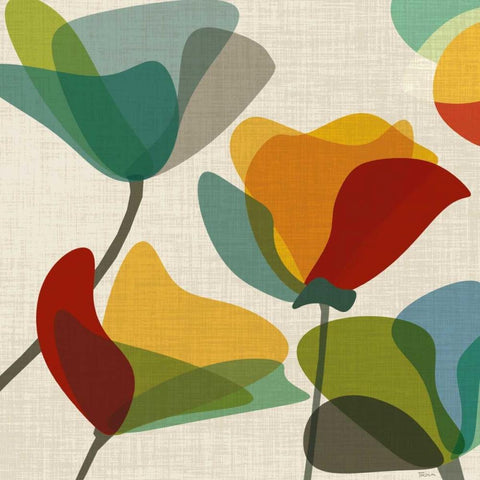 Flower Shapes II White Modern Wood Framed Art Print with Double Matting by Craven, Katrina