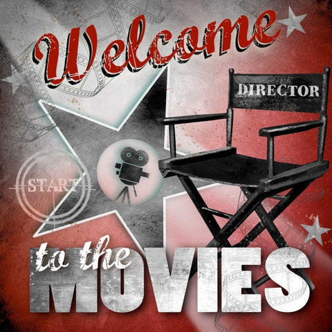 Welcome to the Movies White Modern Wood Framed Art Print with Double Matting by Knutsen, Conrad