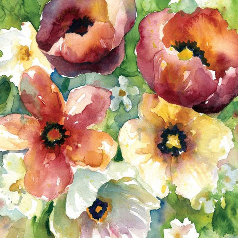 Fiesta Primavera II White Modern Wood Framed Art Print with Double Matting by Robinson, Carol