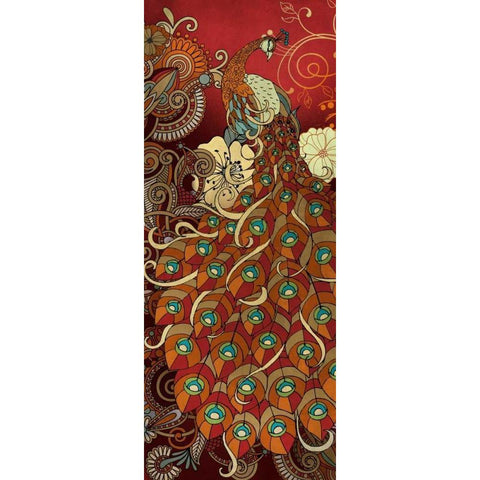 Peacock I Black Modern Wood Framed Art Print with Double Matting by Knutsen, Conrad