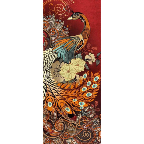 Peacock II Black Modern Wood Framed Art Print with Double Matting by Knutsen, Conrad