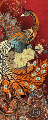 Peacock II Black Ornate Wood Framed Art Print with Double Matting by Knutsen, Conrad