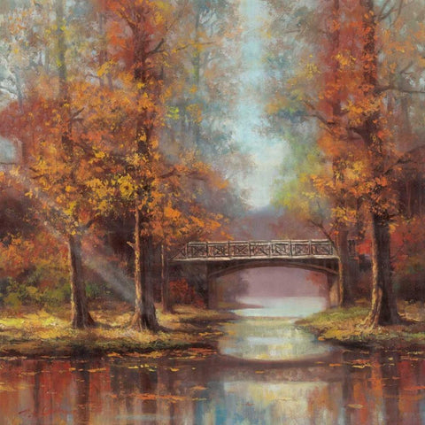 Bridge of Peace I White Modern Wood Framed Art Print with Double Matting by Chiu, T.C.