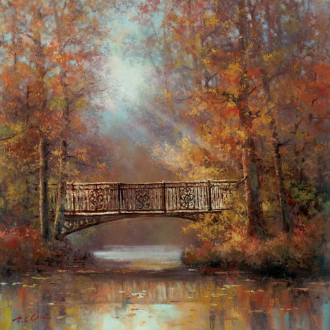 Bridge of Peace II White Modern Wood Framed Art Print by Chiu, T.C.