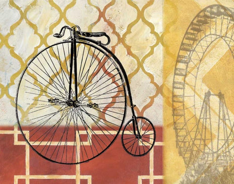 Cyclisme IV Black Ornate Wood Framed Art Print with Double Matting by Nan