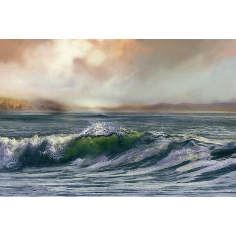 Wave Gold Ornate Wood Framed Art Print with Double Matting by Calascibetta, Mike