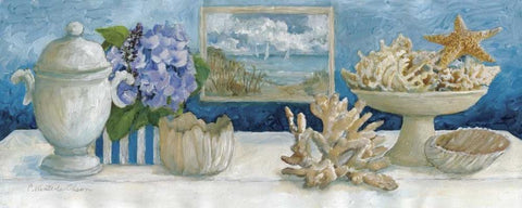 Beach Memories I Black Ornate Wood Framed Art Print with Double Matting by Olson, Charlene