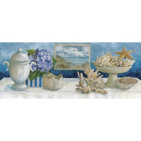 Beach Memories I Black Modern Wood Framed Art Print with Double Matting by Olson, Charlene