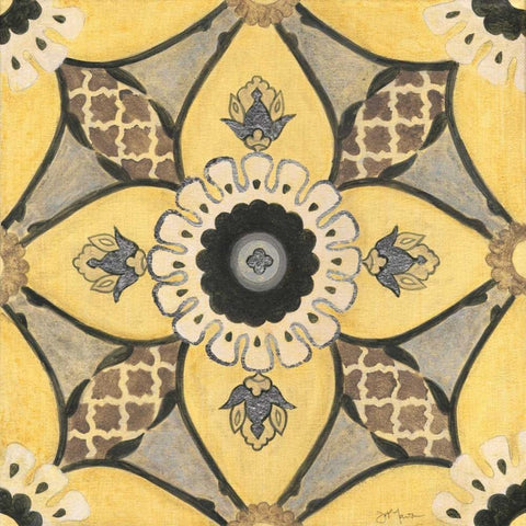 Moroccan Tile Black Modern Wood Framed Art Print by Tava Studios