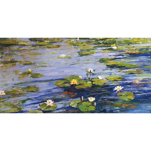 Water Lillies White Modern Wood Framed Art Print by Swatland, Sally