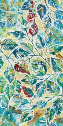 Leaf Montage I White Modern Wood Framed Art Print with Double Matting by Donovan, Maria