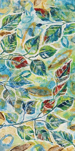 Leaf Montage II Black Ornate Wood Framed Art Print with Double Matting by Donovan, Maria