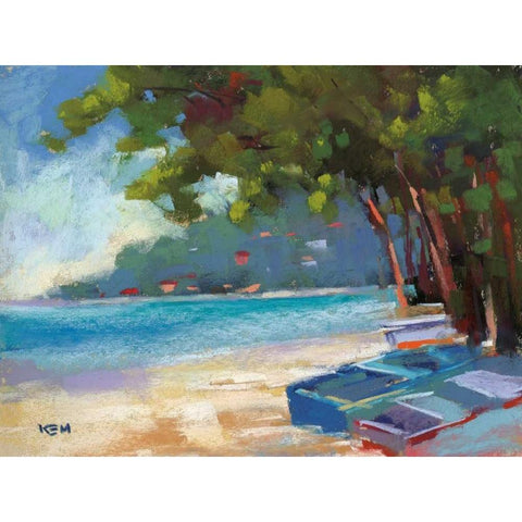 Beachside Black Modern Wood Framed Art Print with Double Matting by Margulis, Karen